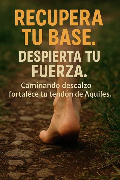 Ilustración conceptual de un personaje de pie, con la zona del talón y pantorrilla resaltadas como fuente de energía interior. Un cierre visual sobre el poder de reconectar con nuestro cuerpo.