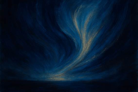 Obra abstracta emocional en tonos profundos que simboliza la expansión y la energía liberada desde el movimiento barefoot.